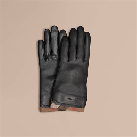 leather touchscreen gloves burberry|Leather Gloves in Black .